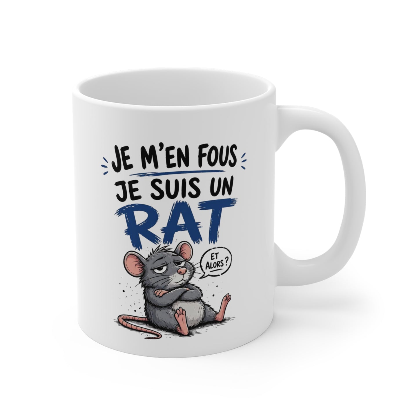 Tasse Je M’en Fous Je Suis Un Rat – Mug Humour Souris Sarcastique – Cadeau Drôle Homme Femme 325ml