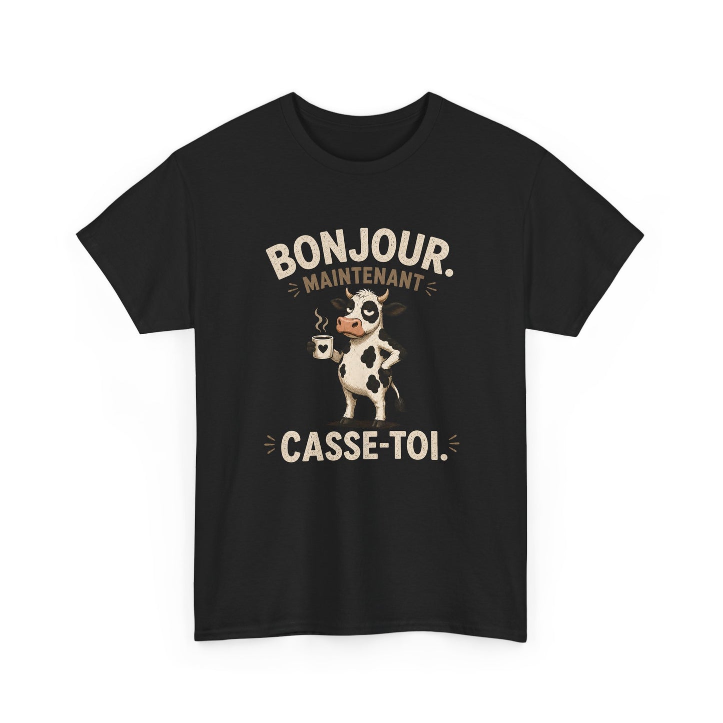 T-Shirt Humour Homme et Femme – Vache Drôle Café – Humour Sarcastique Mauvaise Humeur – Cadeau Original