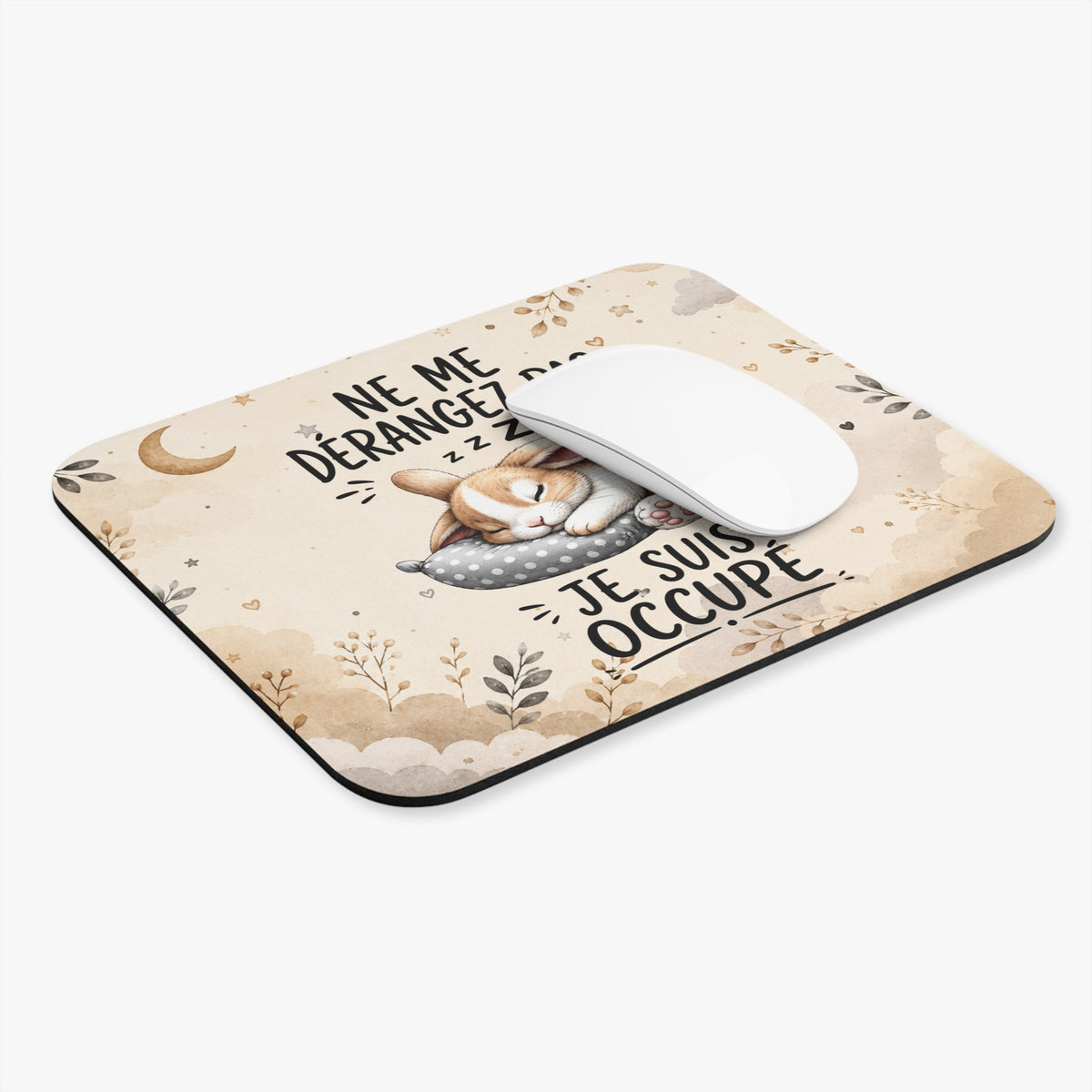Tapis de Souris 22x18cm Ne Me Dérangez Pas Je Suis Occupé – Lapin qui Dort – Humour Mignon – Cadeau Homme et Femme
