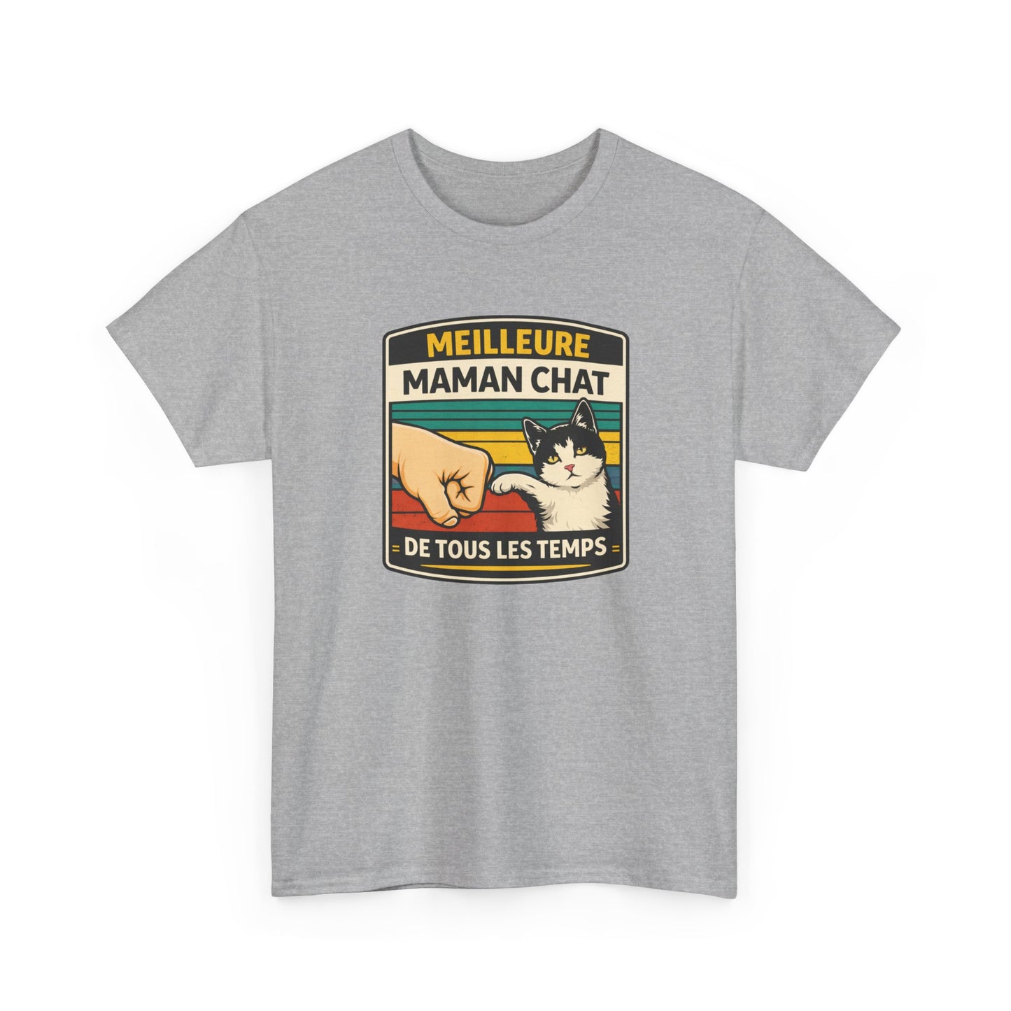 T-Shirt "Meilleure Maman Chat de Tous les Temps" – Design Chat Vintage – Cadeau Femme Amoureuse des Chats