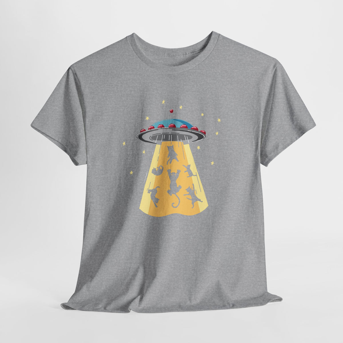 Tee Shirt Chat Homme Femme – OVNI Extraterrestre Espace – Idée Cadeau Amoureux des Chats Humour Science-Fiction