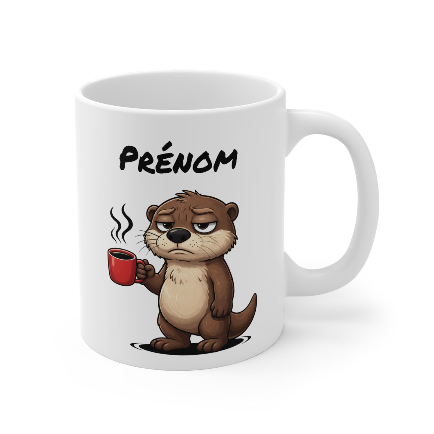 Mug Loutre Fatiguée Personnalisable 325ml – Tasse Café Humoristique Animal Mignon Drôle Réveil Difficile Bureau