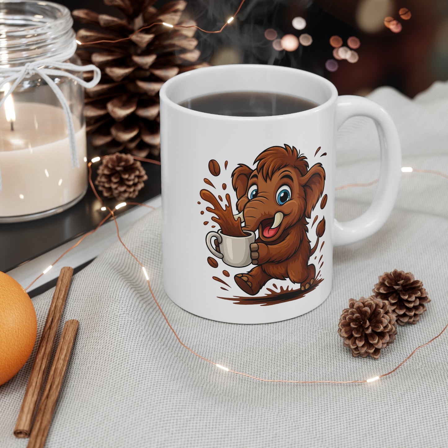Mug Mammouth Café – Tasse Céramique 325ml – Design Cartoon Mignon – Cadeau Original Amateur de Café