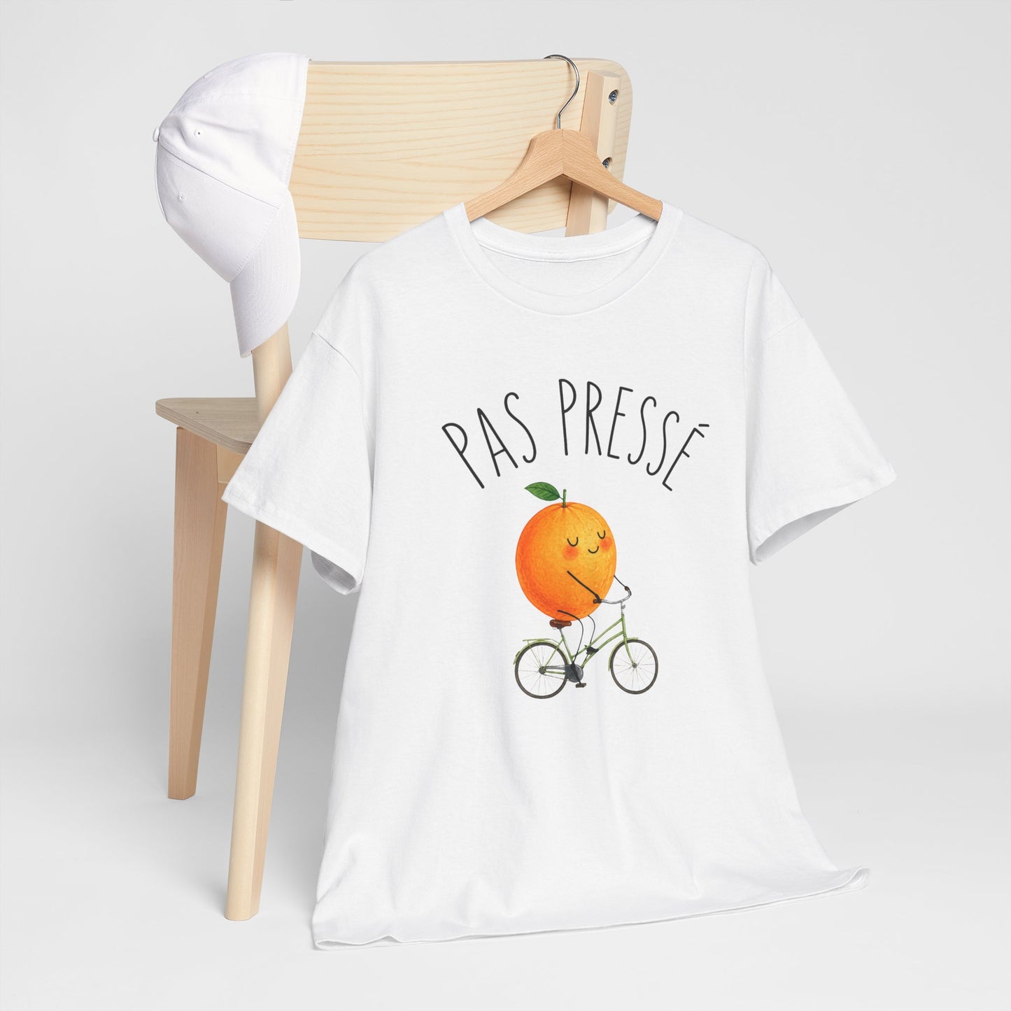 Tee Shirt Pas Pressé Orange à Vélo – T-Shirt Humour Fruit Mignon – Cadeau Homme Femme Original