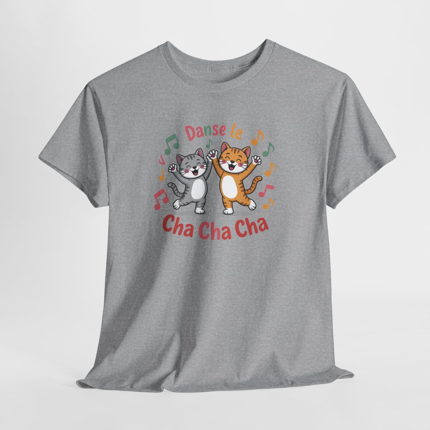 Tee Shirt Danse le Cha Cha Cha – Chats Danse Musique Humour – T-shirt Chat Mignon Blanc Gris Noir