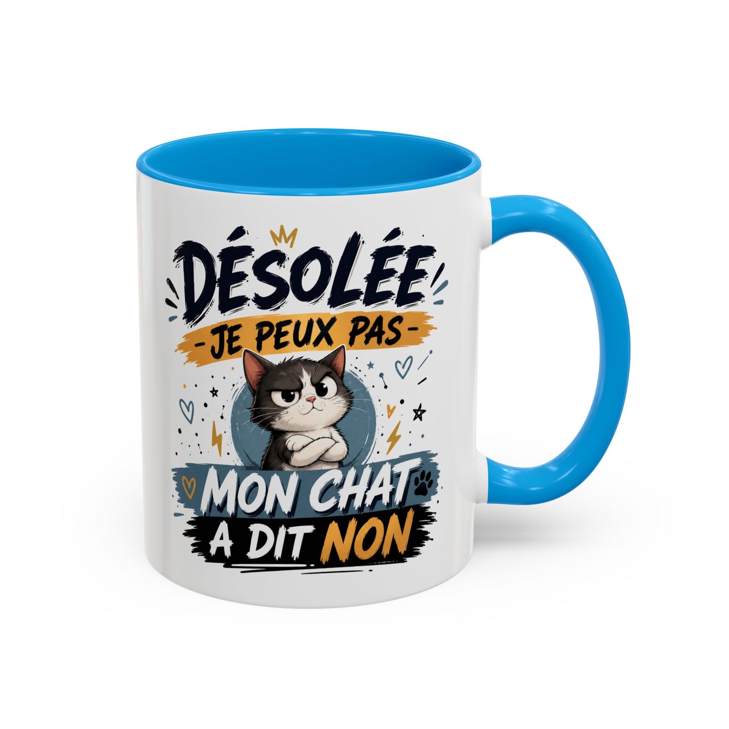 Tasse Désolée Je Peux Pas Mon Chat A Dit Non – Mug Humour Chat Mignon – Cadeau Amoureux des Chats 325ml