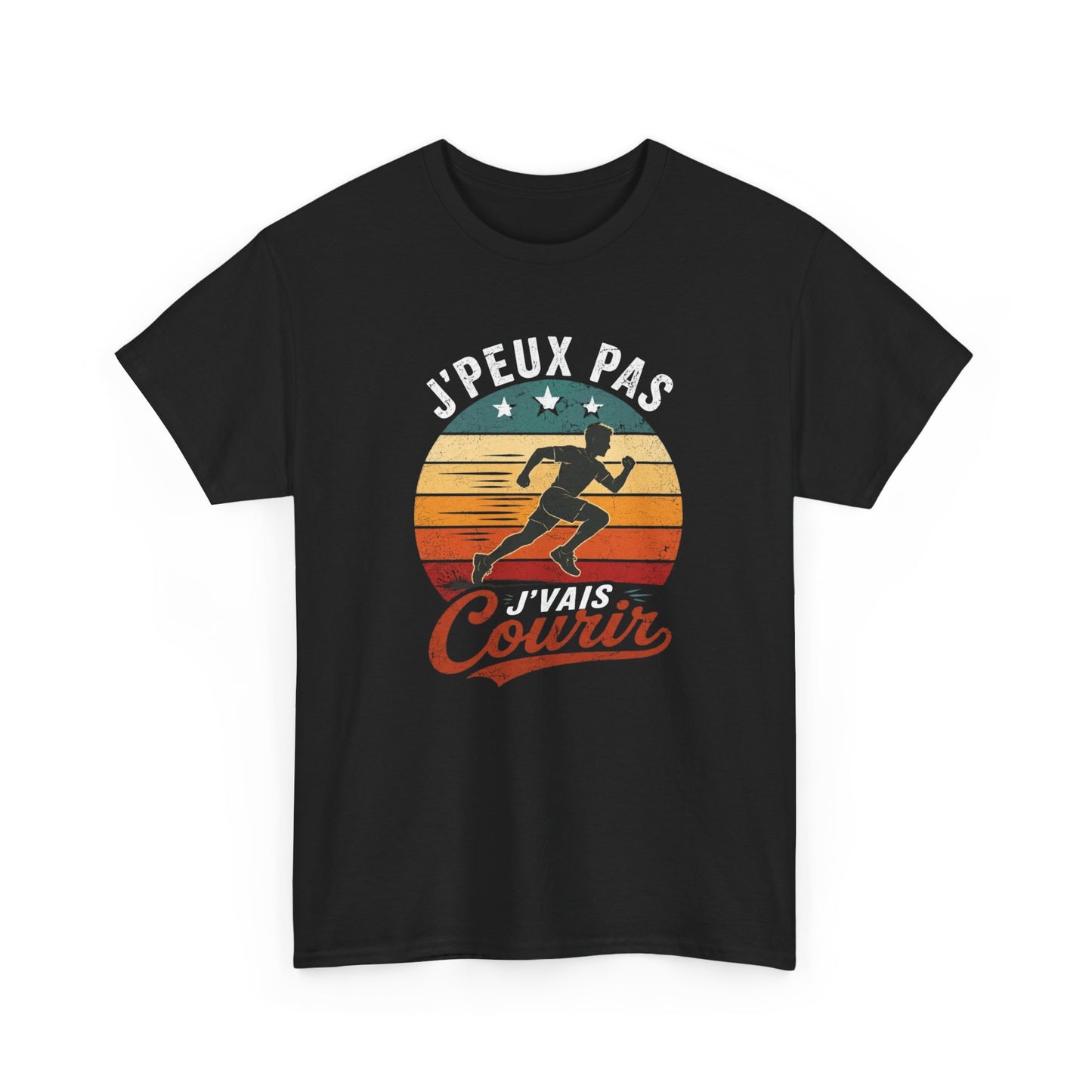 T-Shirt Running Homme Humour – J’Peux Pas J’Vais Courir – Tee Shirt Course à Pied Vintage Sport