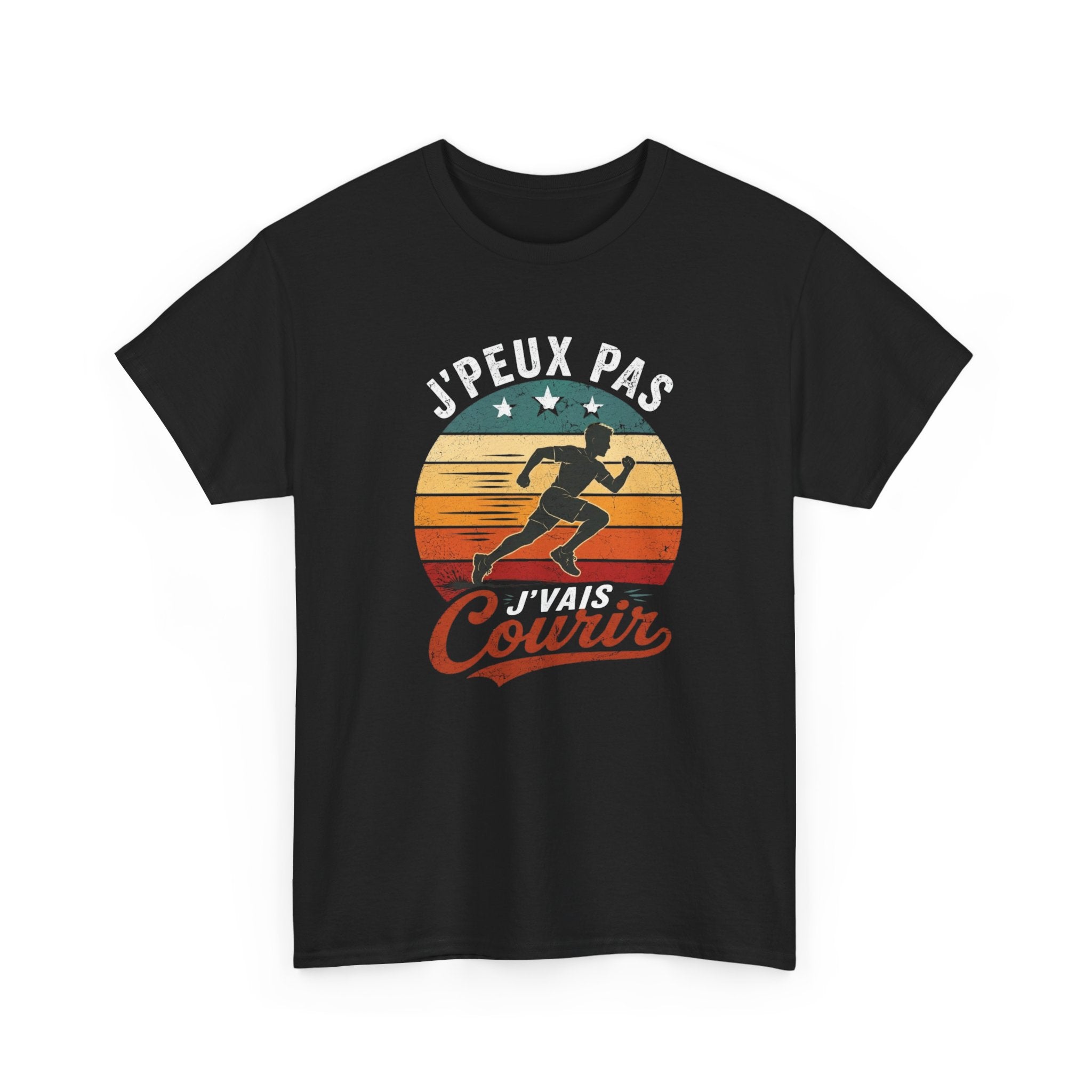T-Shirt Running Homme Humour – J’Peux Pas J’Vais Courir – Tee Shirt Course à Pied Vintage Sport