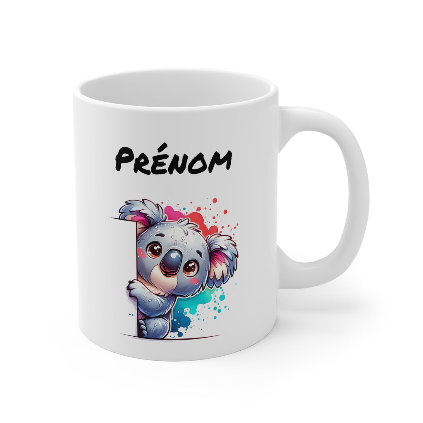 Tasse Personnalisable Koala Mignon – Mug Prénom Illustration Colorée – Cadeau Animal Australien Doux 325ml