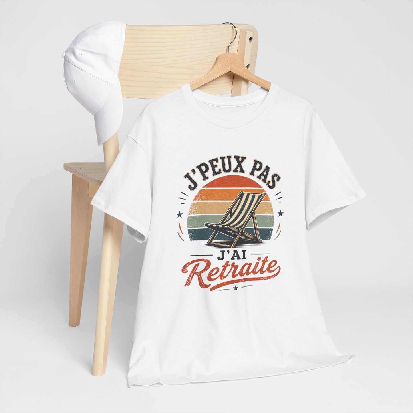 T-Shirt Retraite Humour Homme Femme – J’Peux Pas J’Ai Retraite – Tee Shirt Retraité Vintage Cadeau Départ Retraite Senior Pensionné