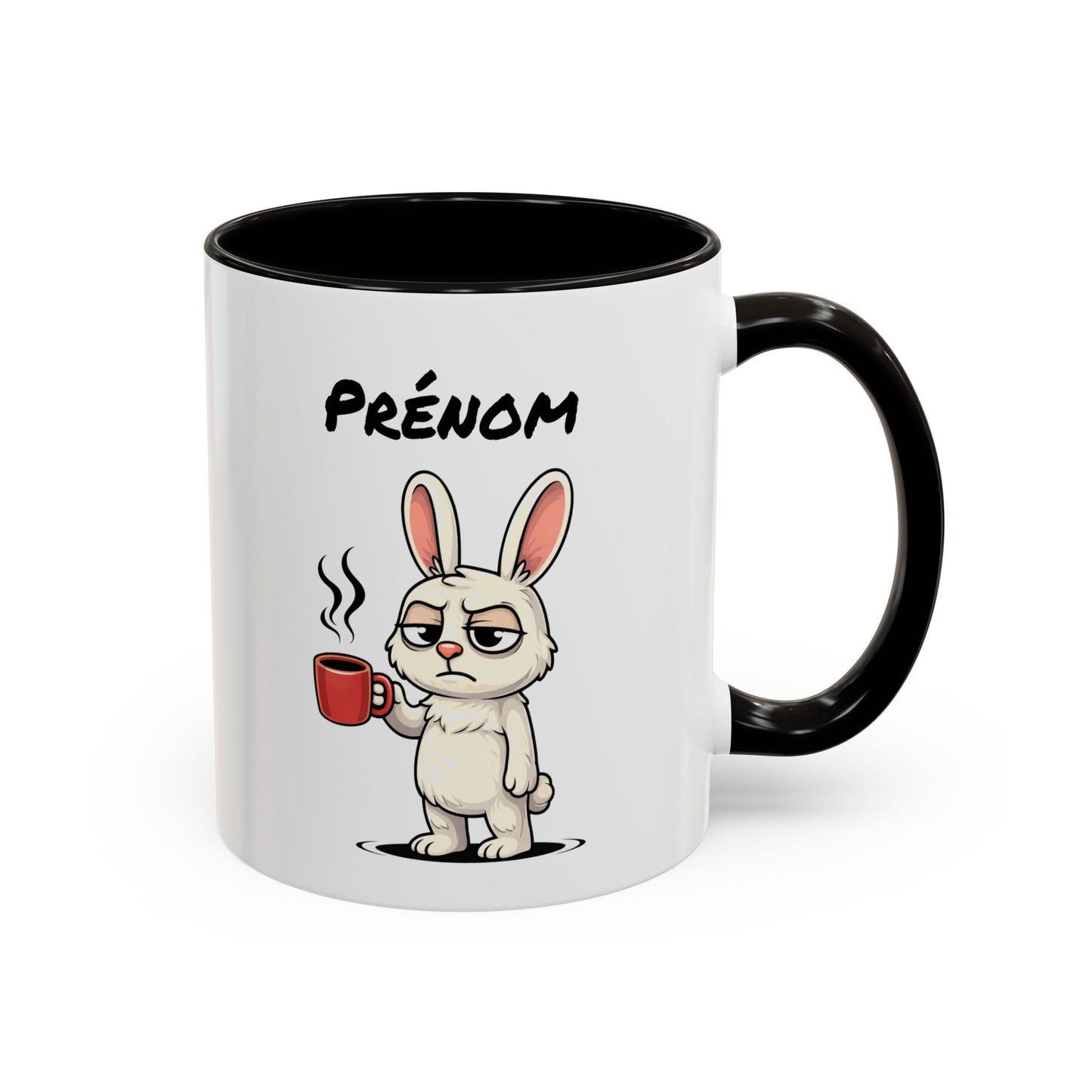 Mug Lapin Fatigué Personnalisable 325ml – Tasse Café Humoristique Animal Mignon Drôle Réveil Difficile