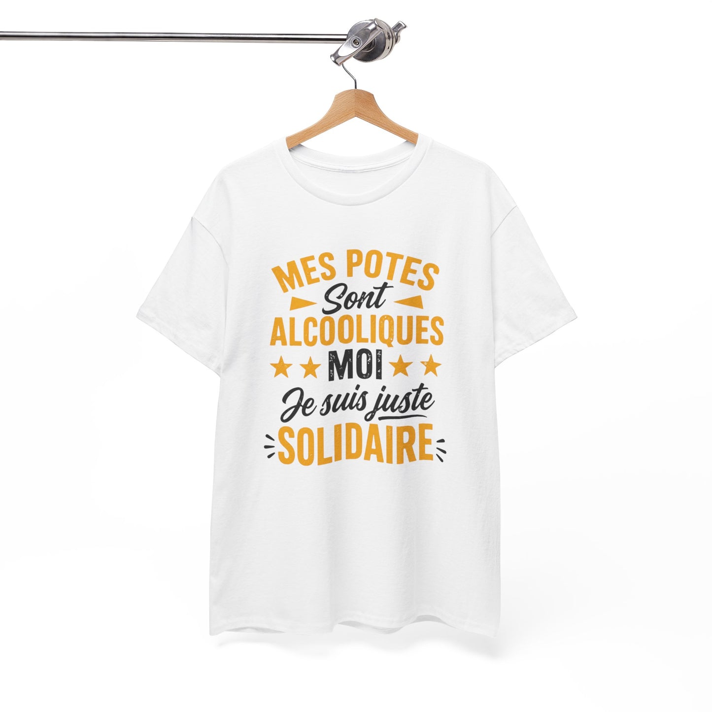 T-Shirt Humour Apéro Homme Femme – Mes Potes Sont Alcooliques Moi Je Suis Juste Solidaire – Tee Shirt Drôle Alcool