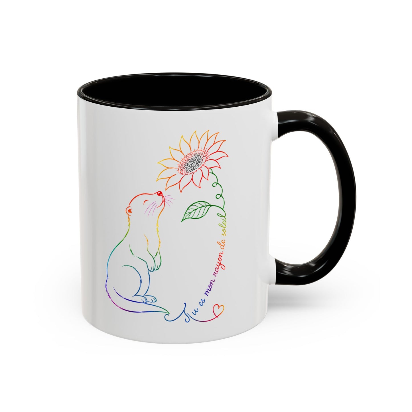 Mug Loutre et Tournesol – Tasse Animaux Colorée Nature Fleurs – Cadeau Original Amoureux des Loutres Homme et Femme Noir Bleu Rouge