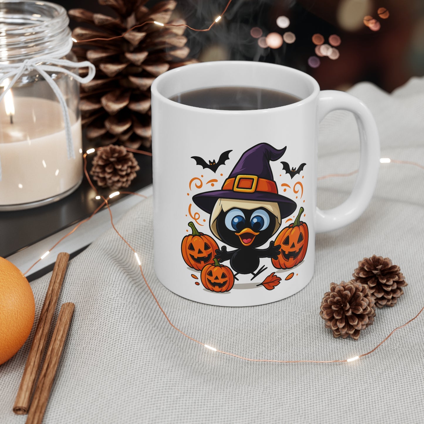 Mug Céramique Calimero Sorcier Halloween – Tasse Citrouilles Mignonne 325ml – Cadeau Original Café Chocolat