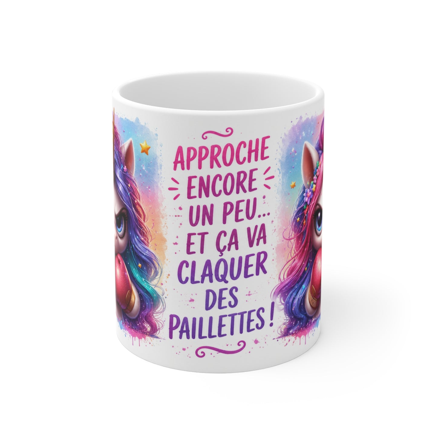 Tasse Licorne Humour Boxe – Mug “Approche Encore Un Peu” – Cadeau Femme Fille 325ml