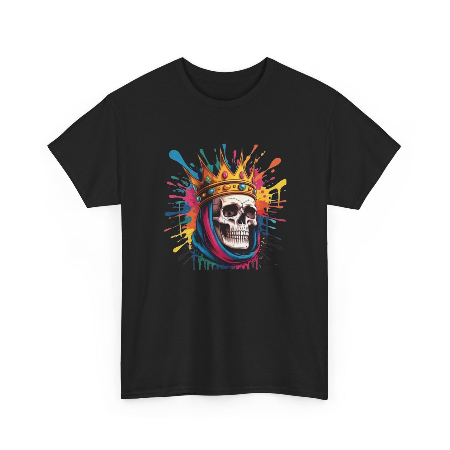 T-Shirt Crâne Couronne Adulte – Skull King Street Art – Tee Shirt Graphique Urbain Noir Blanc Gris Cadeau Original