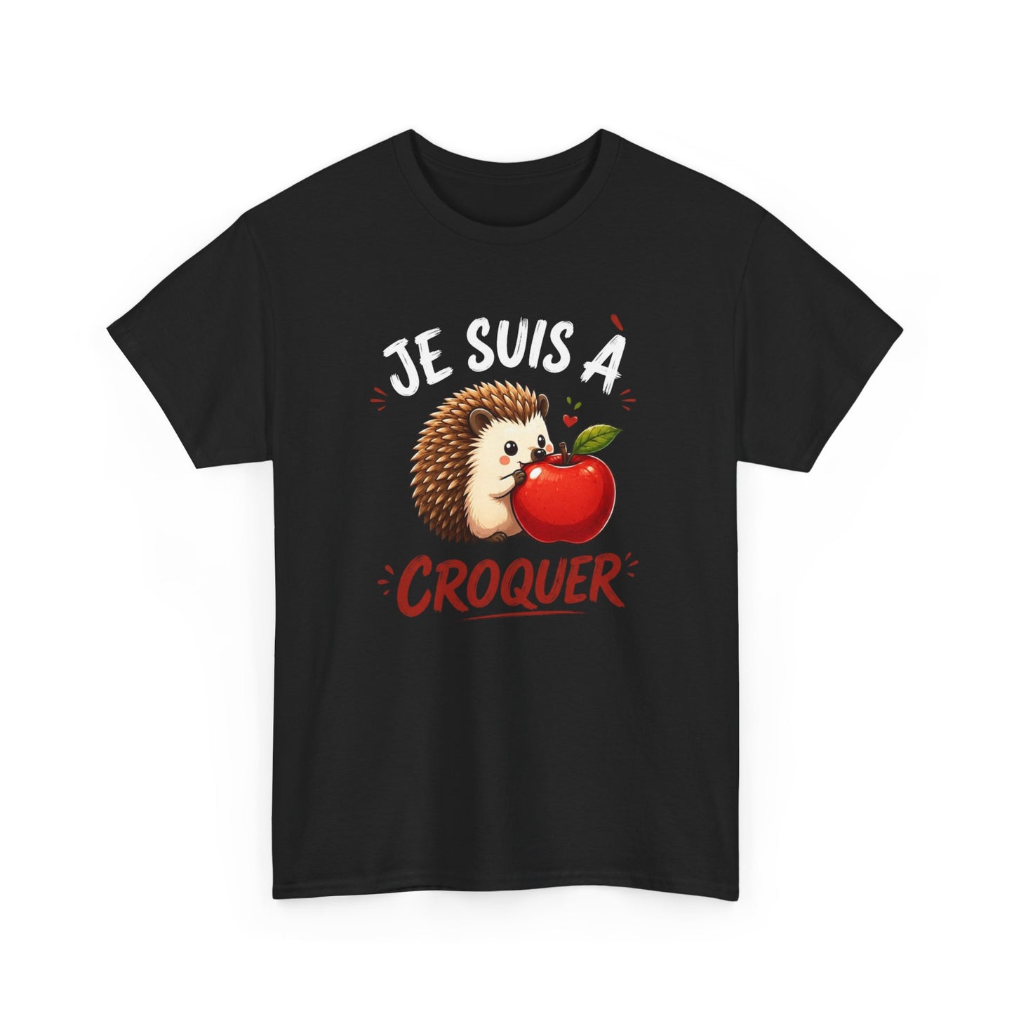 Tee Shirt Je Suis À Croquer – T-Shirt Hérisson Mignon avec Pomme – Cadeau Humour Animal Homme Femme