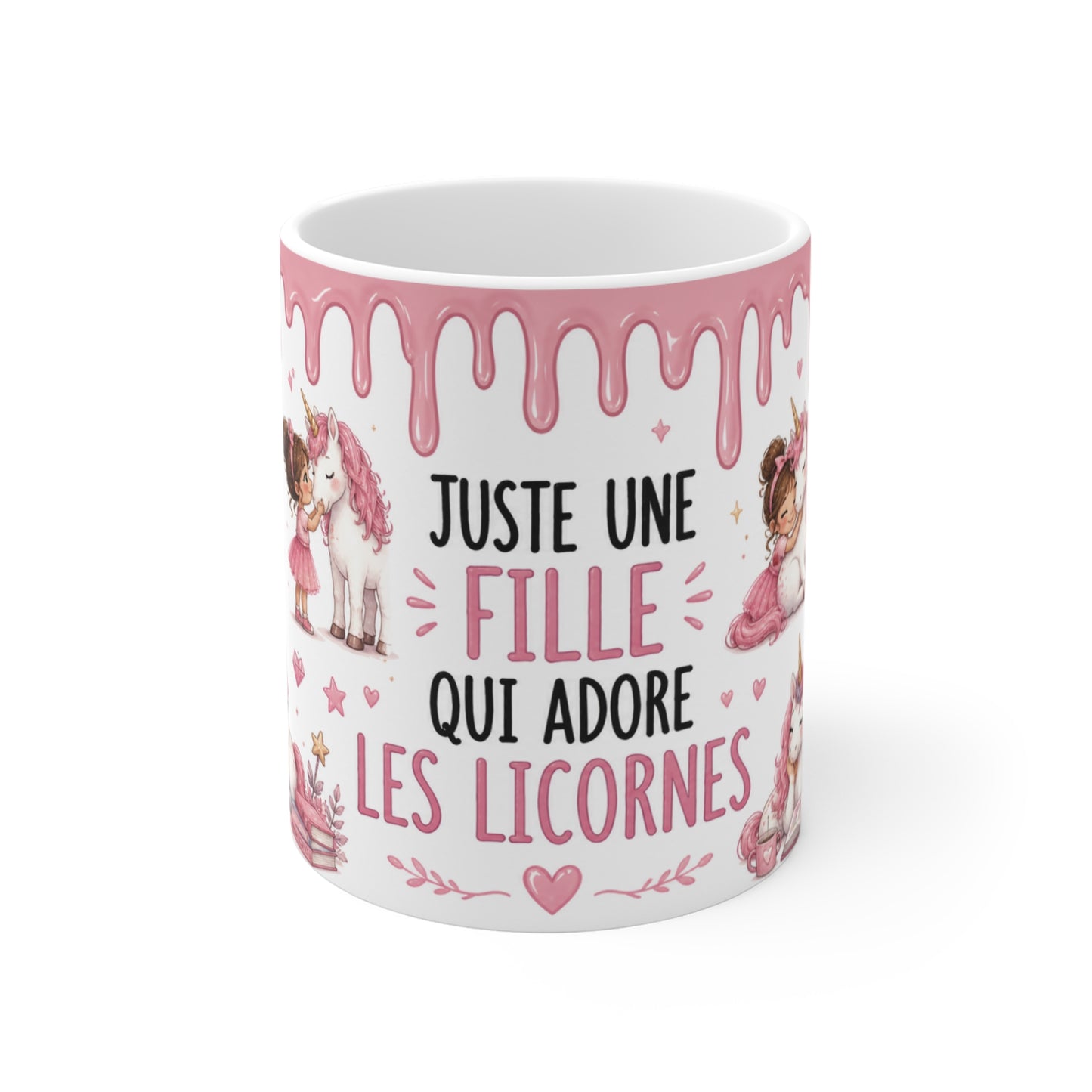 Tasse Juste Une Fille Qui Adore Les Licornes – Mug Licorne Kawaii Princesse Arc-en-ciel Rose – Cadeau Fille Enfant 325ml