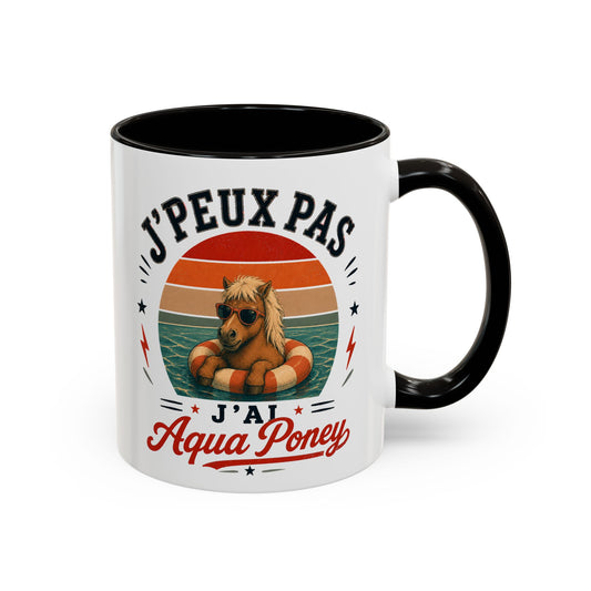 Tasse J’Peux Pas J’Ai Aqua Poney – Mug Humour Vintage avec Poney – Cadeau Drôle Homme Femme 325ml