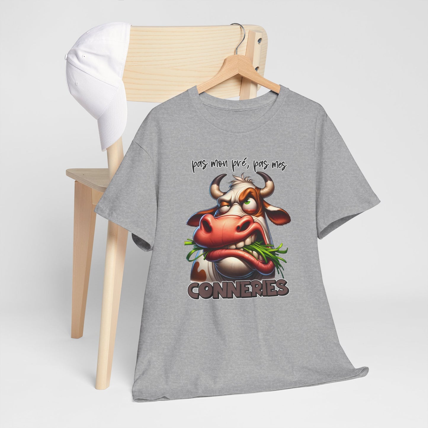 Tee Shirt Pas Mon Pré Pas Mes Conneries – T-Shirt Humour Vache Drôle – Cadeau Homme Femme Humour Décalé
