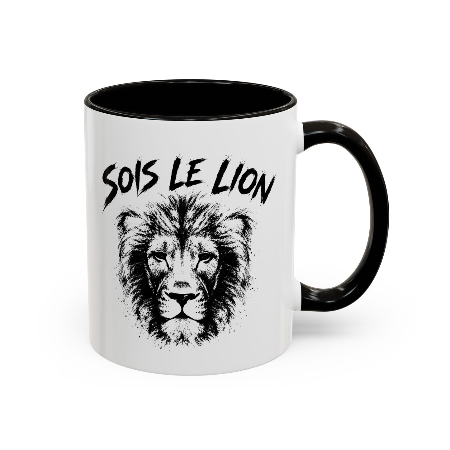 Mug Lion Motivant – Tasse Animaux Sauvages – Cadeau Original Homme et Femme, Courage Force Caractère Noir Bleu Rouge