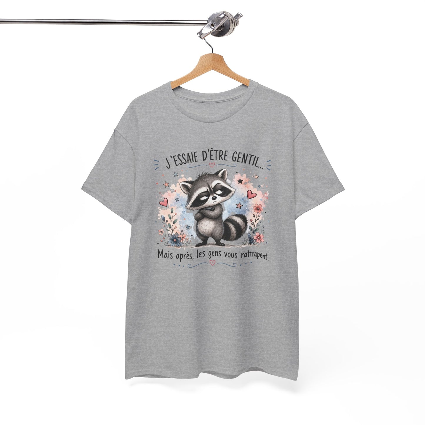 Tee-Shirt Humour Homme et Femme – Raton Laveur Drôle Blasé – Idée Cadeau Original Animal Mignon Anniversaire