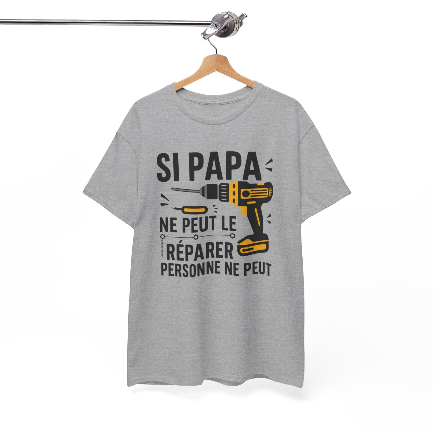 Tee-Shirt Papa Bricoleur Humour – Cadeau Père Bricolage Atelier Outils Perceuse Homme