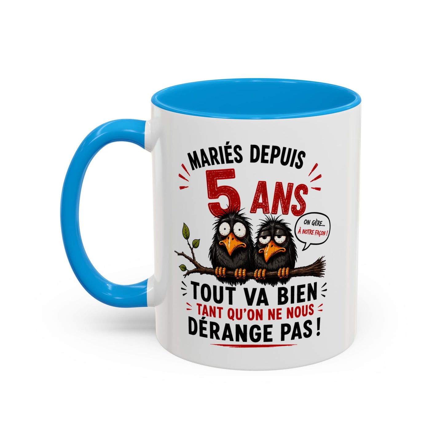 Tasse Mariés Depuis 5 Ans – Mug Humour Anniversaire de Mariage Homme Femme – Cadeau Couple 5 Ans de Mariage 325 ml