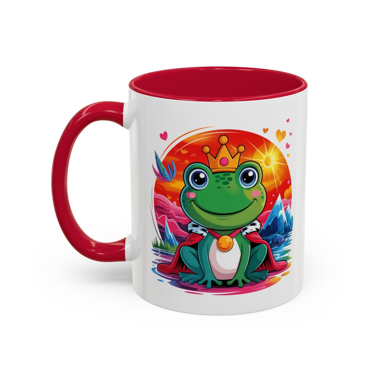 Mug Grenouille Prince Mignon – Tasse Animal Couronne Conte de Fées – Cadeau Original Enfant Adulte – Céramique 325ml Noir Bleu Rouge