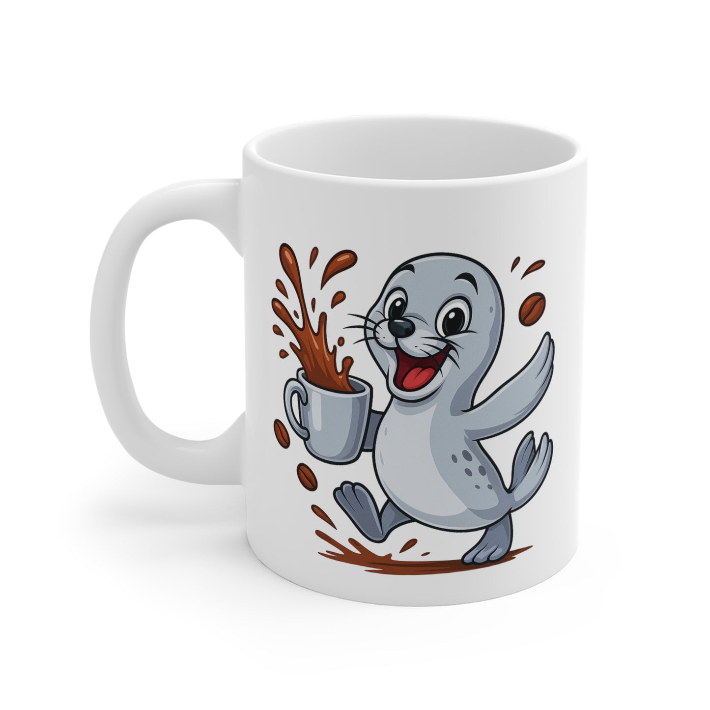 Tasse Phoque Amusant – Mug Café Cartoon Céramique 325ml – Cadeau Original Animal Marin Mignon