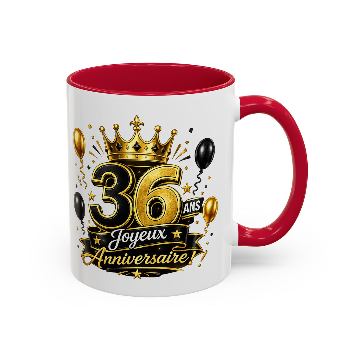 Mug Joyeux 36 Ans – Tasse Anniversaire 36 Ans – Cadeau Original pour Femme Homme – Idée Cadeau 36e Anniversaire Noir Bleu Rouge