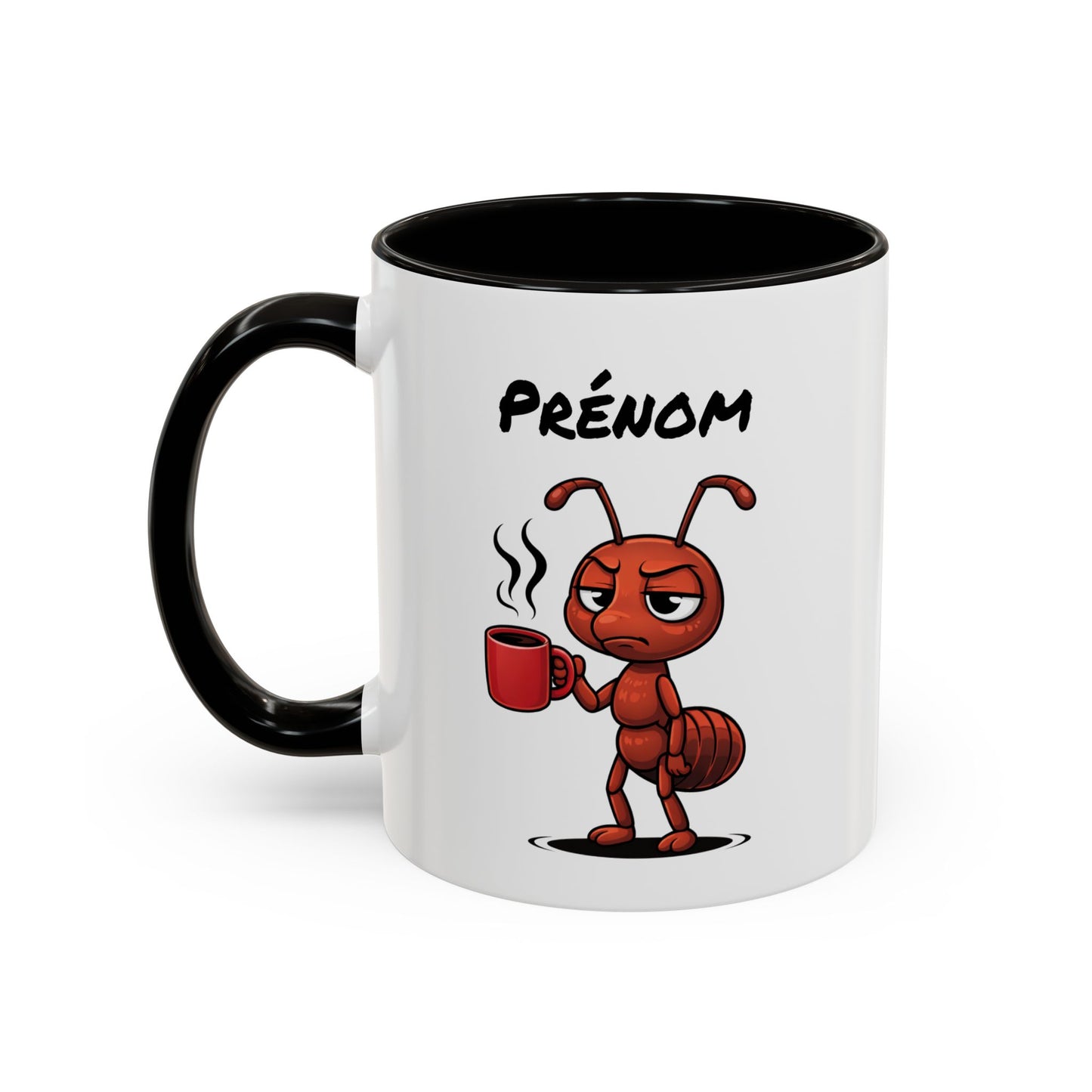 Mug Fourmi Fatiguée Personnalisable 325ml – Tasse Café Humoristique Prénom Cadeau Original Noir Bleu Rouge