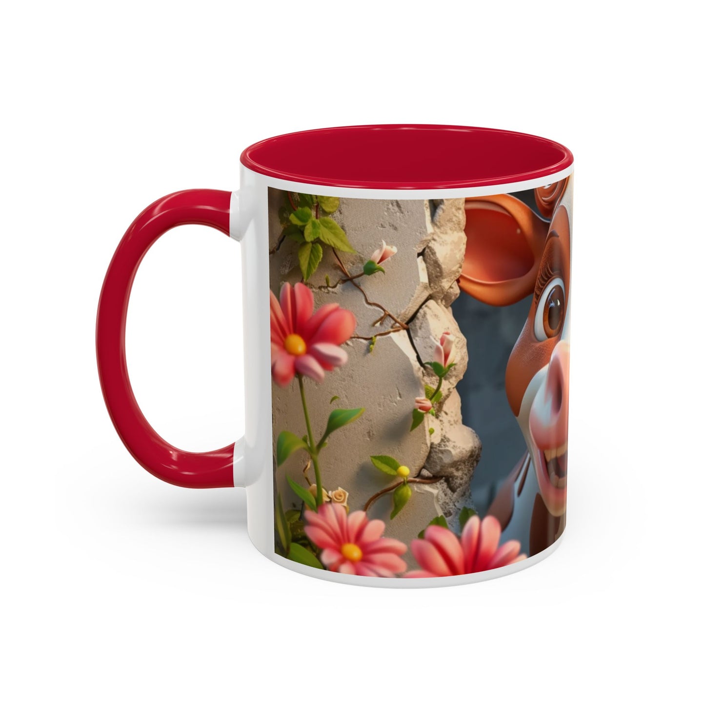 Mug Vache Kawaii – Tasse Vache Mignonne Cartoon avec Fleurs – Cadeau Animaux Ferme Cute 325ml