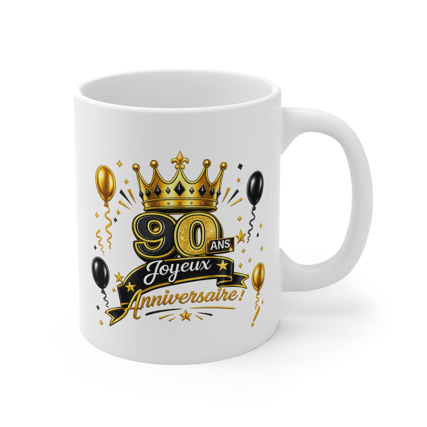 Mug Joyeux 90 Ans – Tasse Anniversaire 90 Ans – Cadeau Original pour Femme Homme – Idée Cadeau 90e Anniversaire