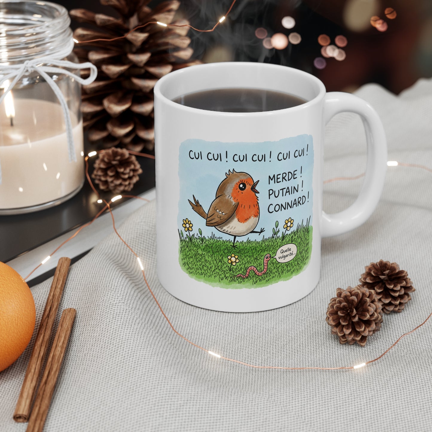Tasse Cui Cui Merde Putain Connard – Mug Humour Oiseau Vulgaire – Cadeau Drôle Homme Femme 325ml