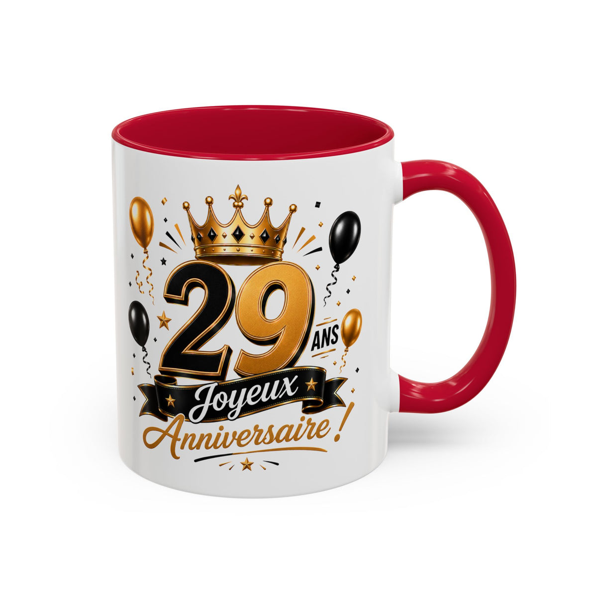 Mug Joyeux 29 Ans – Tasse Anniversaire 29 Ans – Cadeau Original pour Femme Homme – Idée Cadeau 29e Anniversaire Noir Bleu Rouge