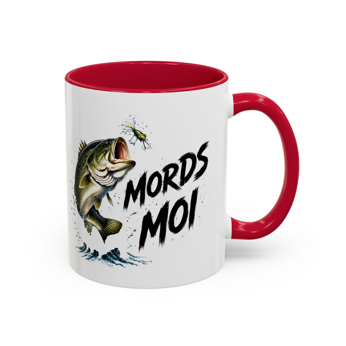 Mug Pêche Humoristique – Tasse Poisson avec Leurre – Cadeau Homme Amateur de Lac, Rivière et Plein Air – 325 ml Noir Bleu Rouge
