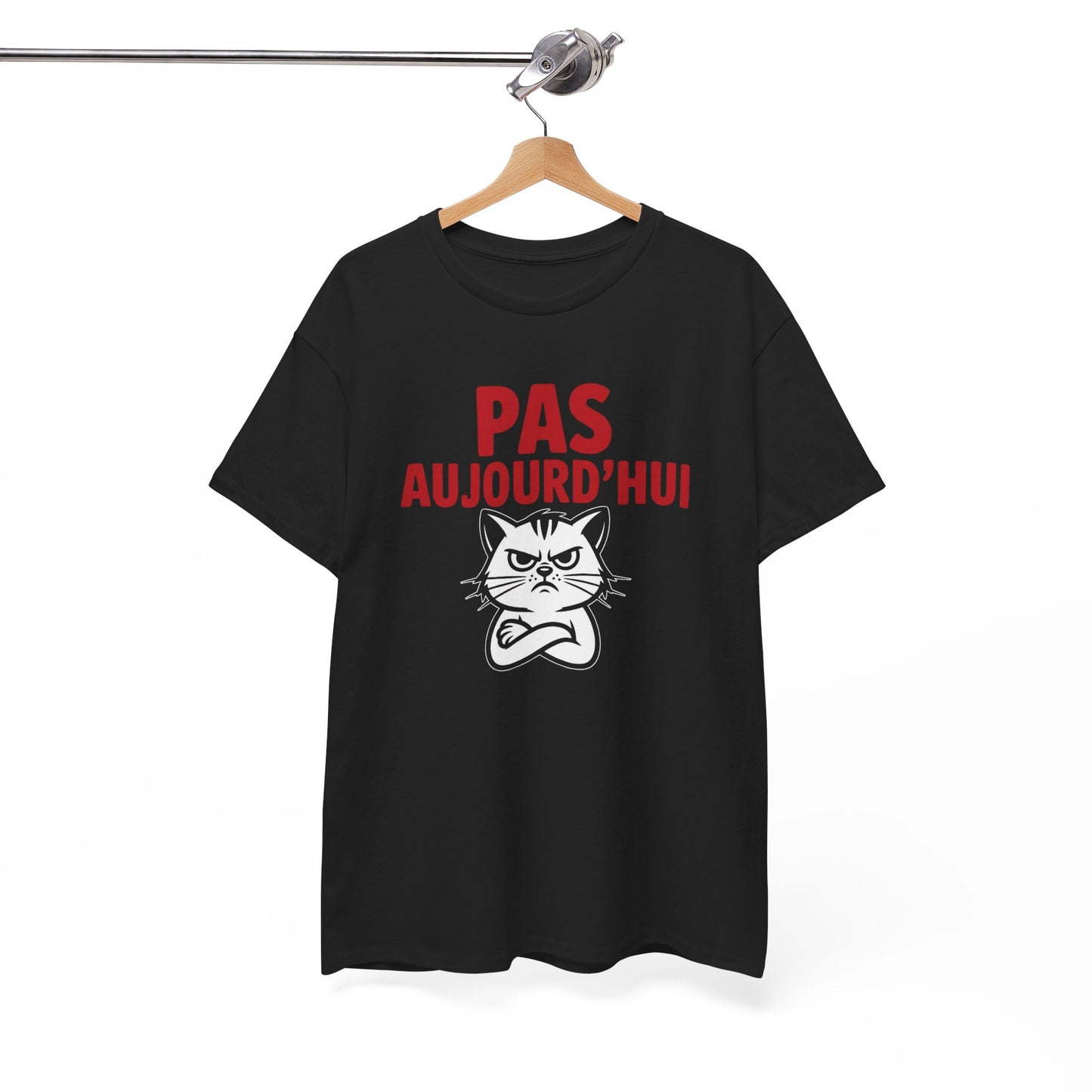 T-Shirt Humour Pas Aujourd’hui Chat Grincheux – Tee Shirt Drôle Anti Motivation Fatigue Travail Bureau Cadeau Homme Femme