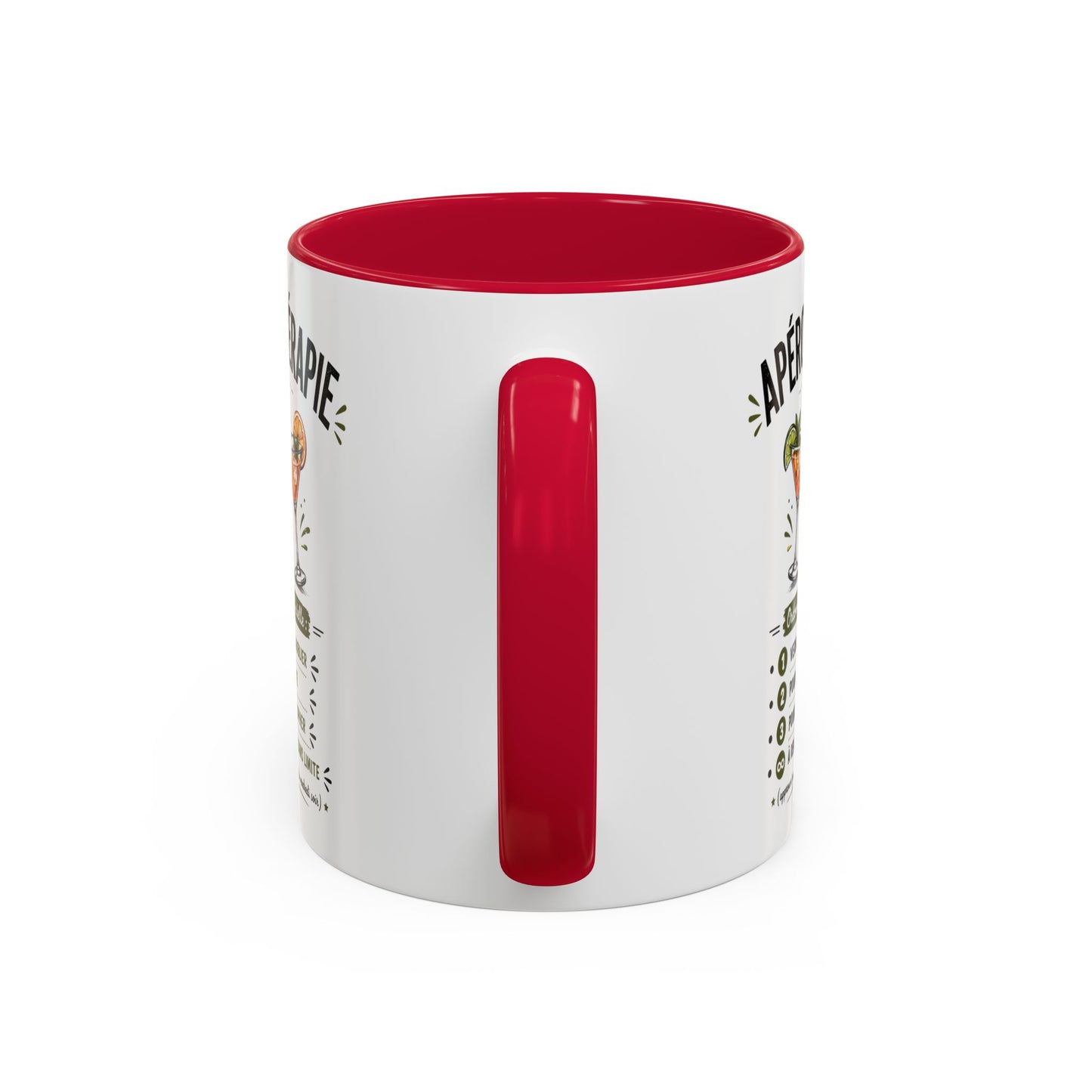 Mug Apérothérapie Drôle – Tasse Cocktail et Apéro Humoristique – Cadeau Original Amateur de Cocktails – Céramique 325ml Noir Bleu Rouge