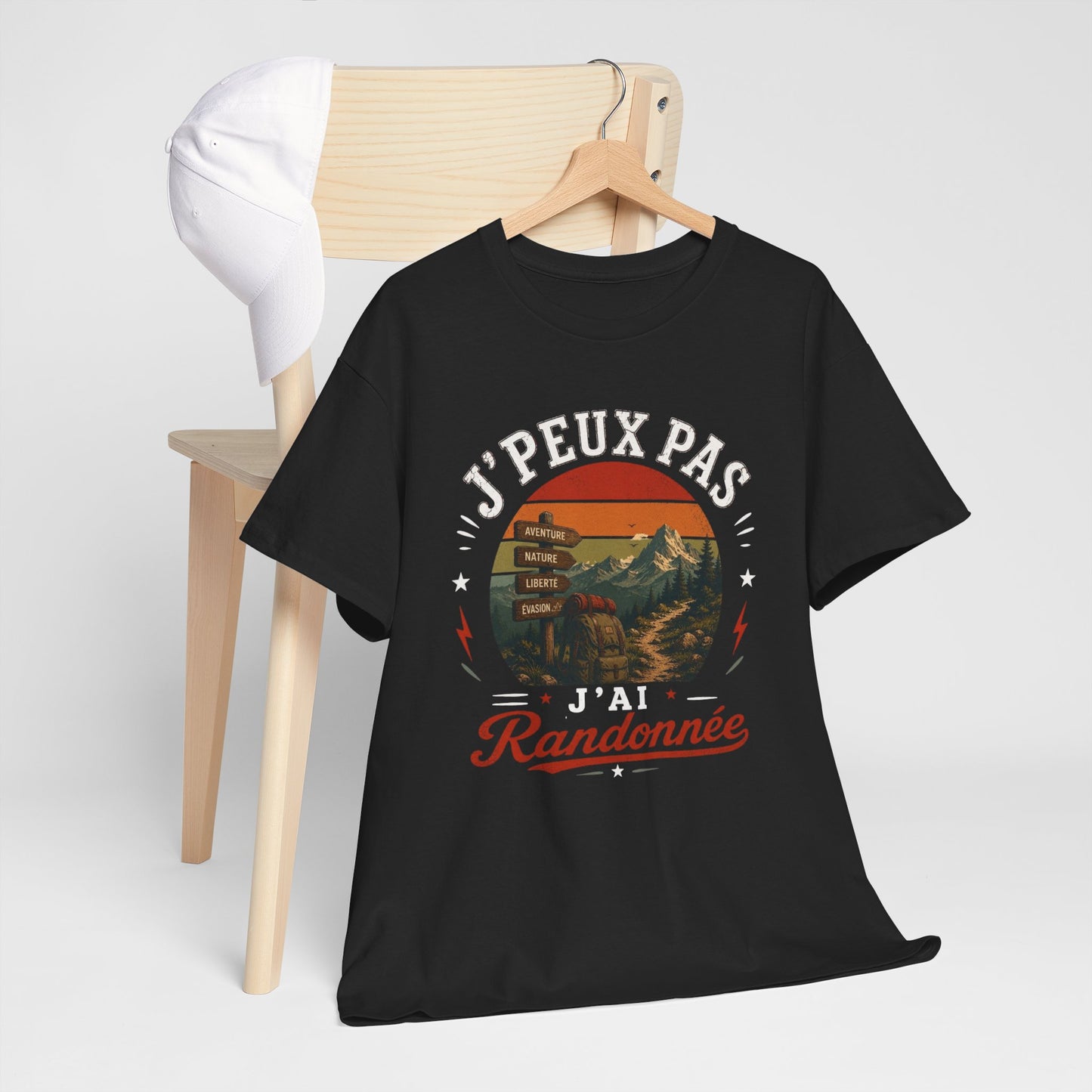 T-ShirtHomme Femme – J’Peux Pas J’Ai Randonnée – Tee Shirt Randonneur Randonneuse Montagne Trekking Marche Nature Aventure Outdoor Cadeau Passion