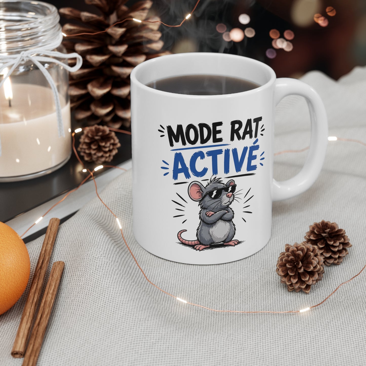 Tasse Mode Rat Activé – Mug Souris Humoristique – Cadeau Humour Animal Homme Femme 325ml