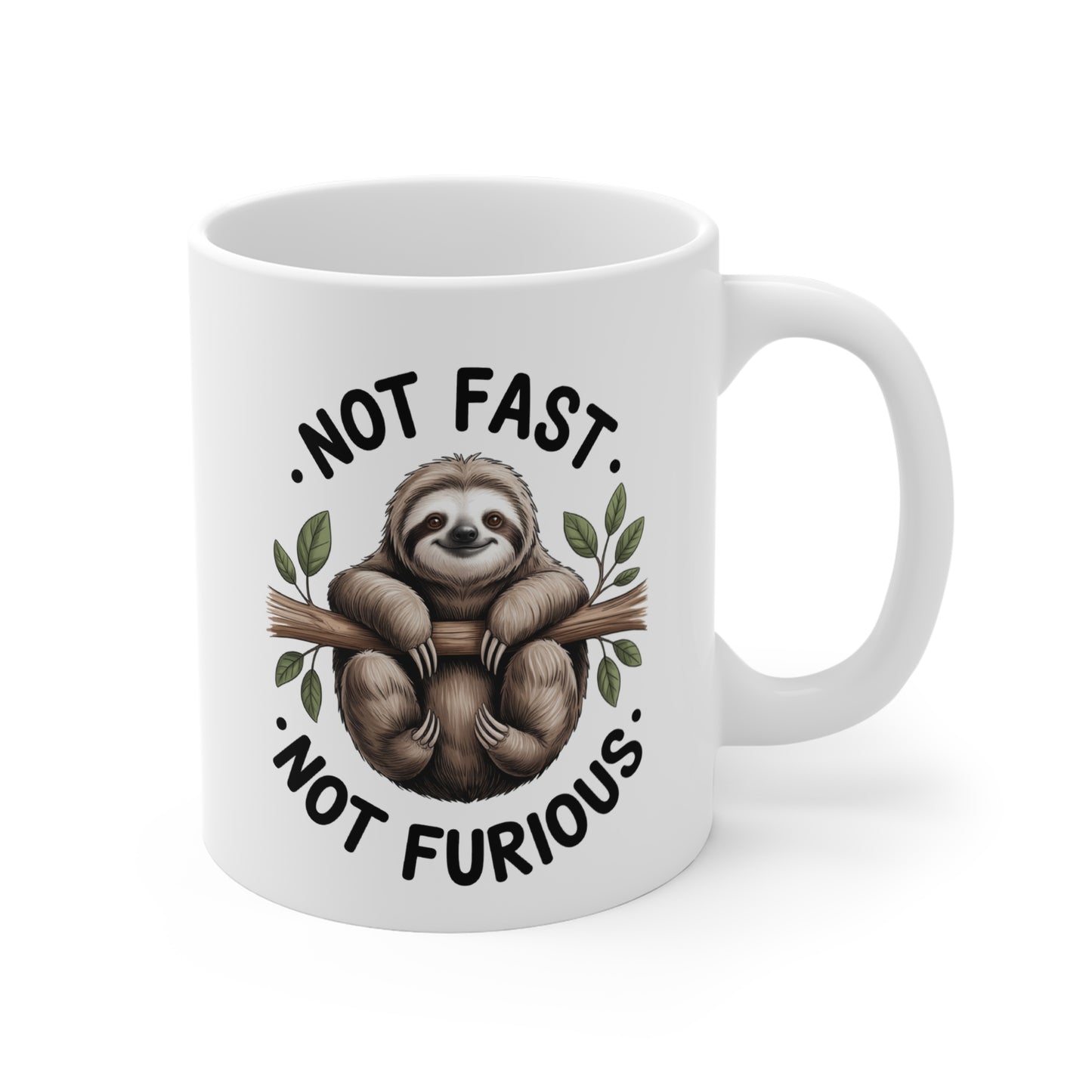 Tasse Paresseux Humour – Mug Not Fast Not Furious – Cadeau Animal Drôle 325ml