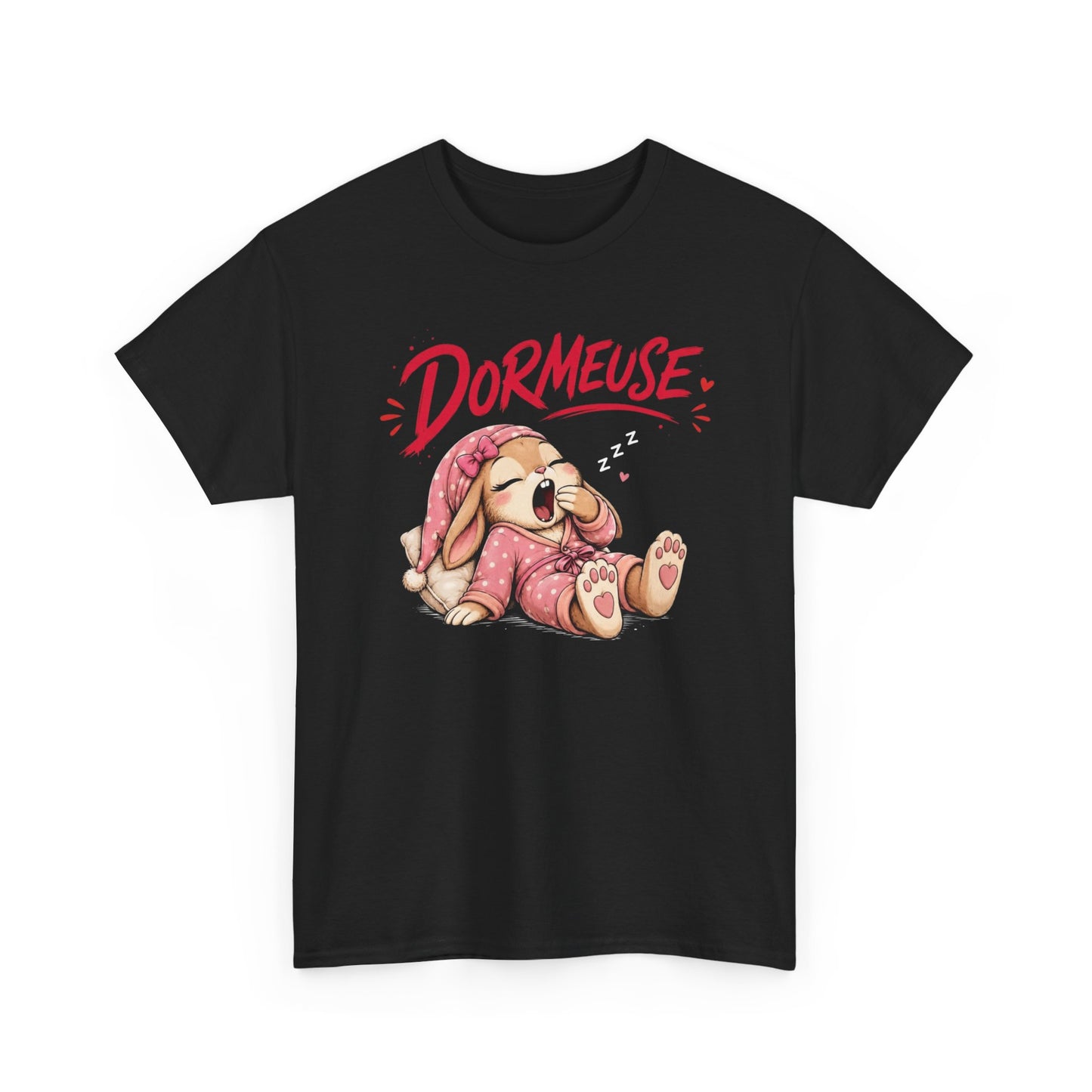 Tee-Shirt Dormeuse – Lapin Mignon Endormi – Cadeau Humour Femme Adulte Amatrice de Siestes