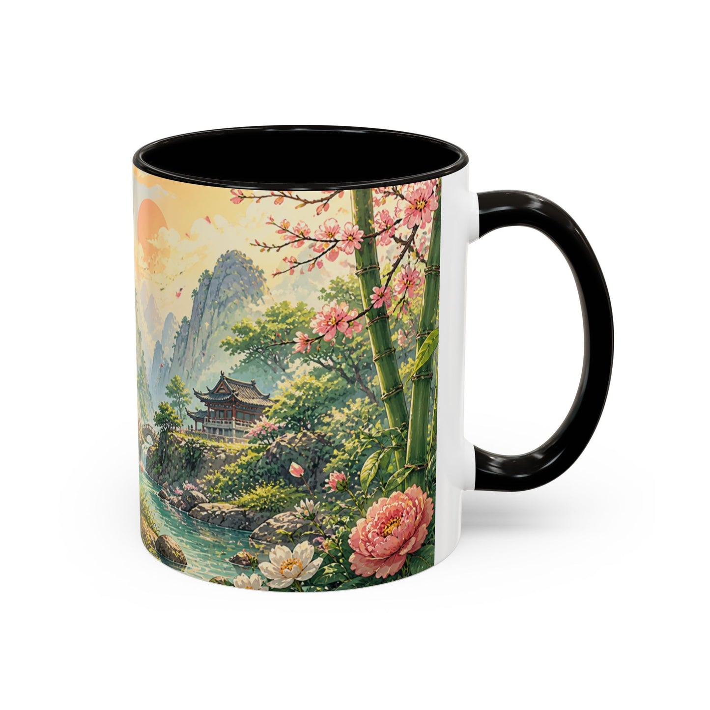 Tasse Panda Bambou – Mug Nature Asiatique avec Fleurs et Paysage Japonais Zen – Cadeau Animal Mignon 325ml