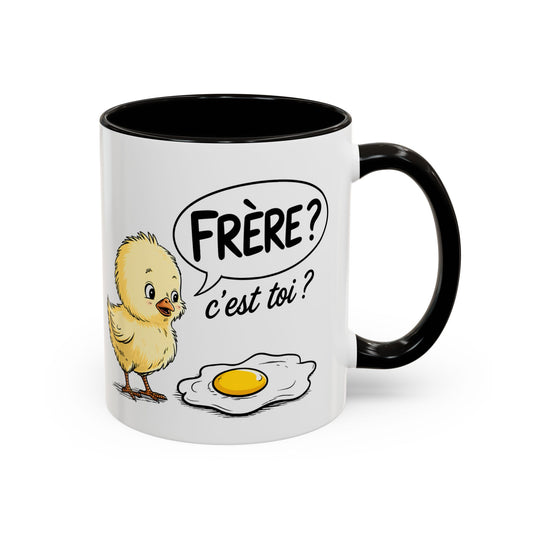 Mug Humour Poussin Œuf – Tasse Blague Frère C’est Toi – Cadeau Drôle Fun Original – Céramique 325ml Noir Bleu Rouge