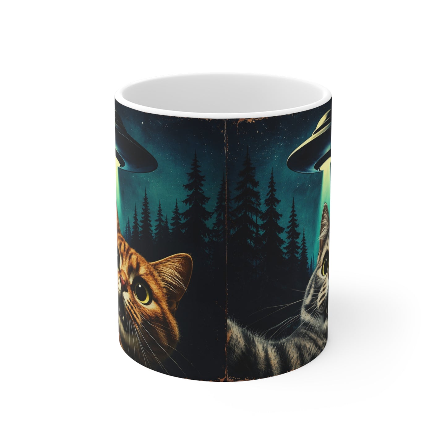 Tasse Chat OVNI Vintage – Mug Humour Extraterrestre et Espace – Cadeau Homme Femme 325ml