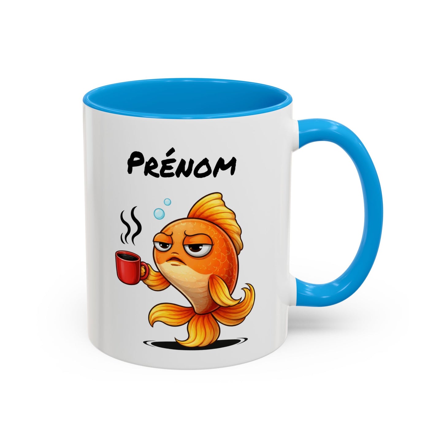 Mug Poisson Rouge Fatigué Personnalisable 325ml – Tasse Café Humour Animal Mignon Drôle Réveil