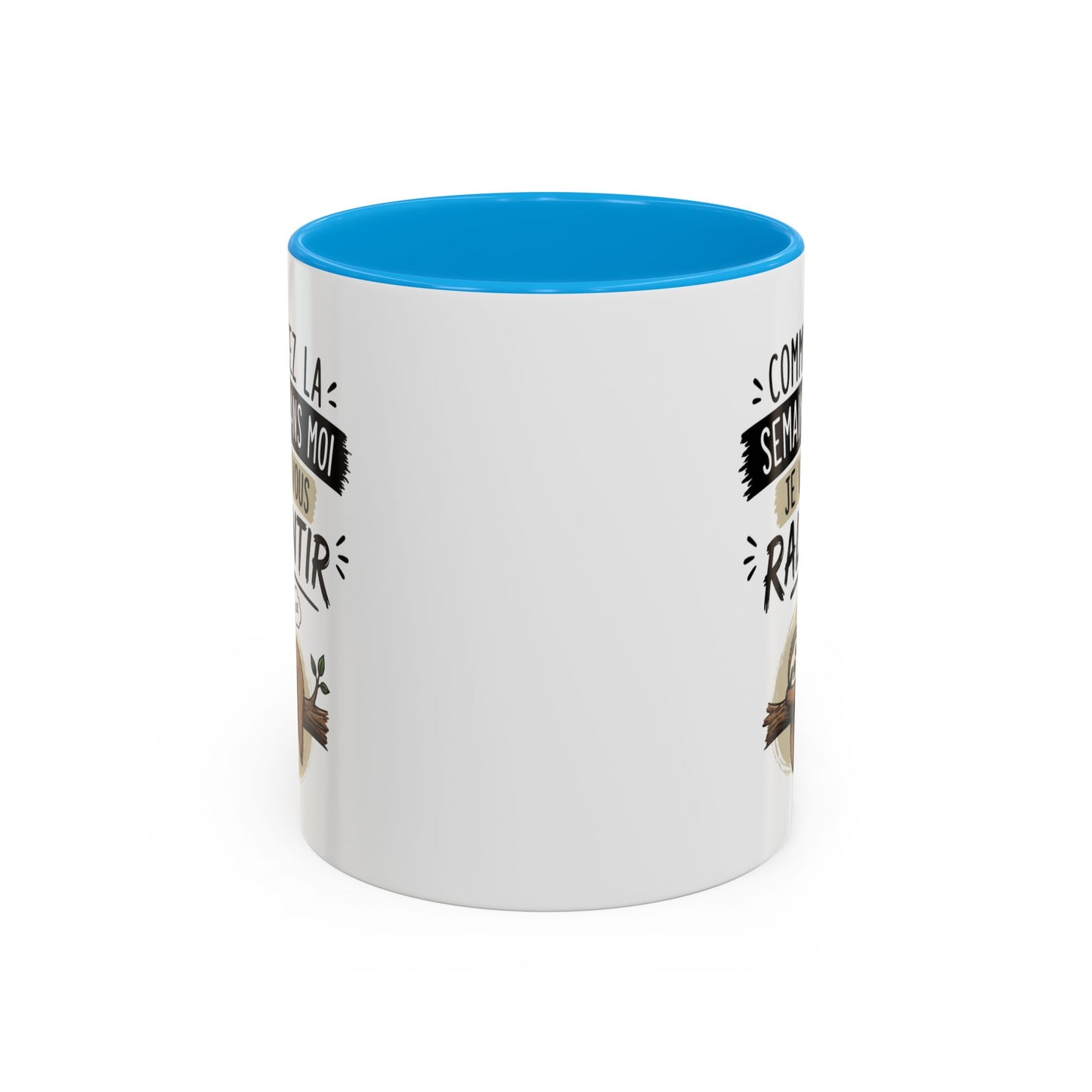 Mug Paresseux Drôle – “Commencez la Semaine Sans Moi” – Tasse Humour Bureau et Fatigue – Cadeau Original Homme Femme – Céramique 325ml Noir Bleu Rouge