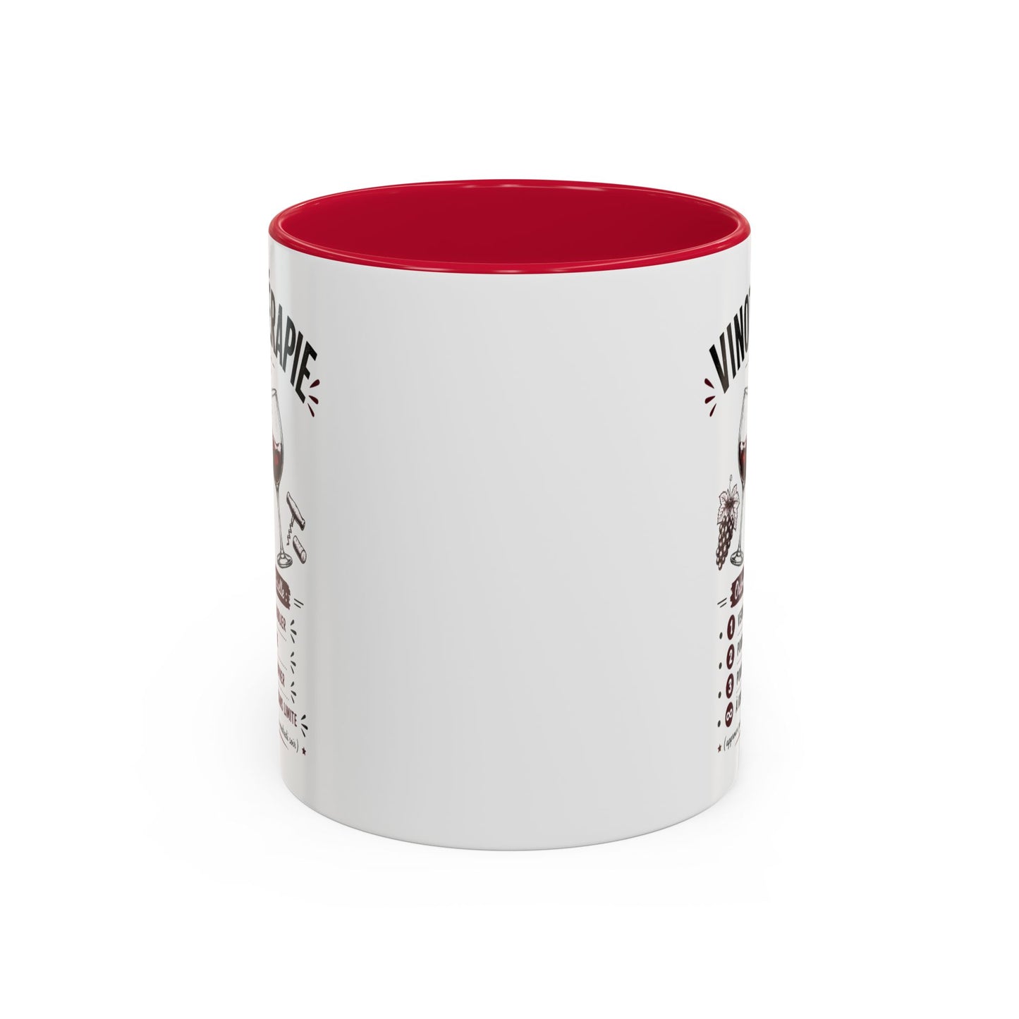 Mug Vinothérapie Drôle – Tasse Humour Vin Rouge et Apéro – Cadeau Original Amateur de Vin – Céramique 325ml Noir Bleu Rouge