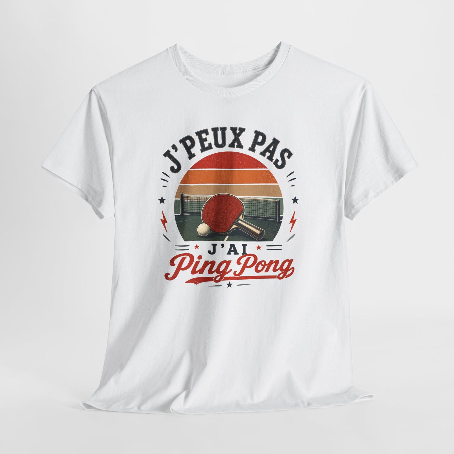 T-Shirt Ping Pong Homme Femme – J’Peux Pas J’Ai Ping Pong – Tee Shirt Tennis de Table Vintage Pongiste Raquette Balle Club Sport Cadeau Passion Tennis de Table